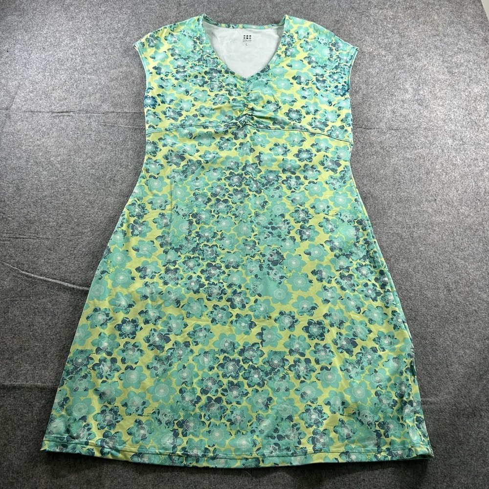 Title Nine Steadfast Dress Large Diamalete Floral A Line Fit Flare Green Blue